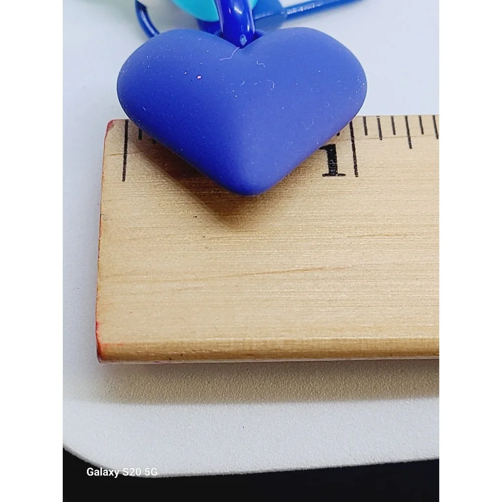 Blue Heart Charm Keychain‎ Dangle Chunky Link Chain Bag Accessory NEW